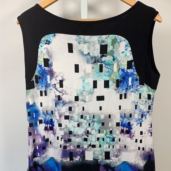 SCAPA LAUREN PERRE Women’s Abstract Print Dress White/Black Size Medium - Picture 6 of 7